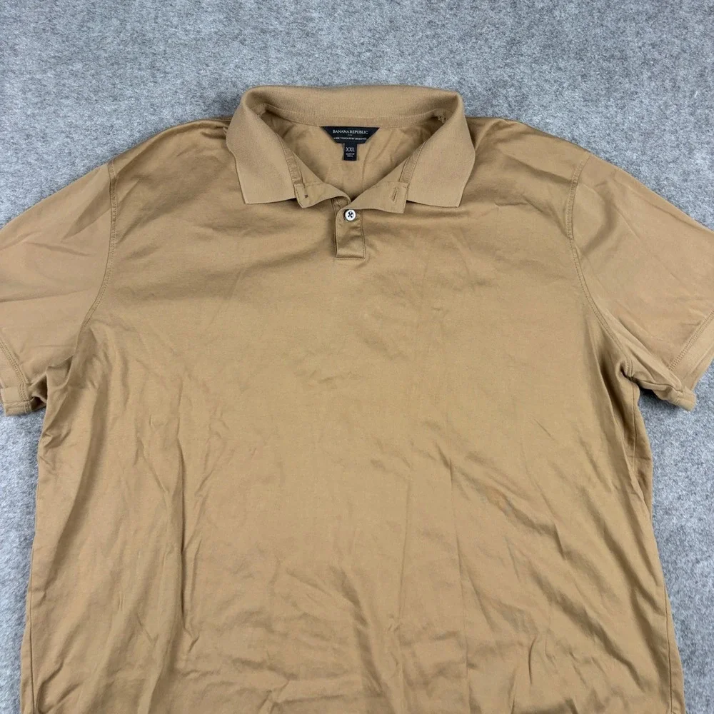 Banana Republic Luxe Touch Performance Polo Mens XXL Tan Brown Short Sleeve